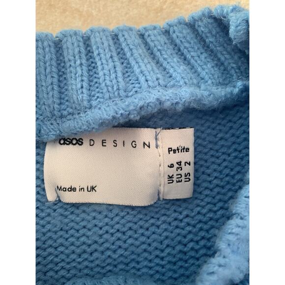 ASOS designs smiley face sweater size 2 small petite woman’s blue - Picture 4 of 8